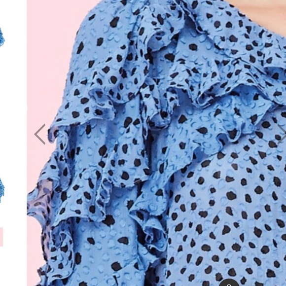 Rebecca Taylor Feminine Light Blue  Ruffled Polka Dot Blouse - - Picture 2 of 10